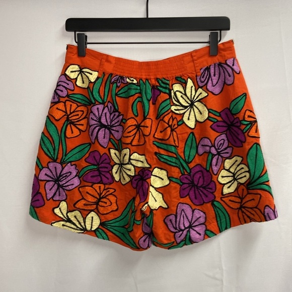 Roller Rabbit Jorales Embroidered Sierra Shorts Orange Multi Size Medium - Picture 4 of 6